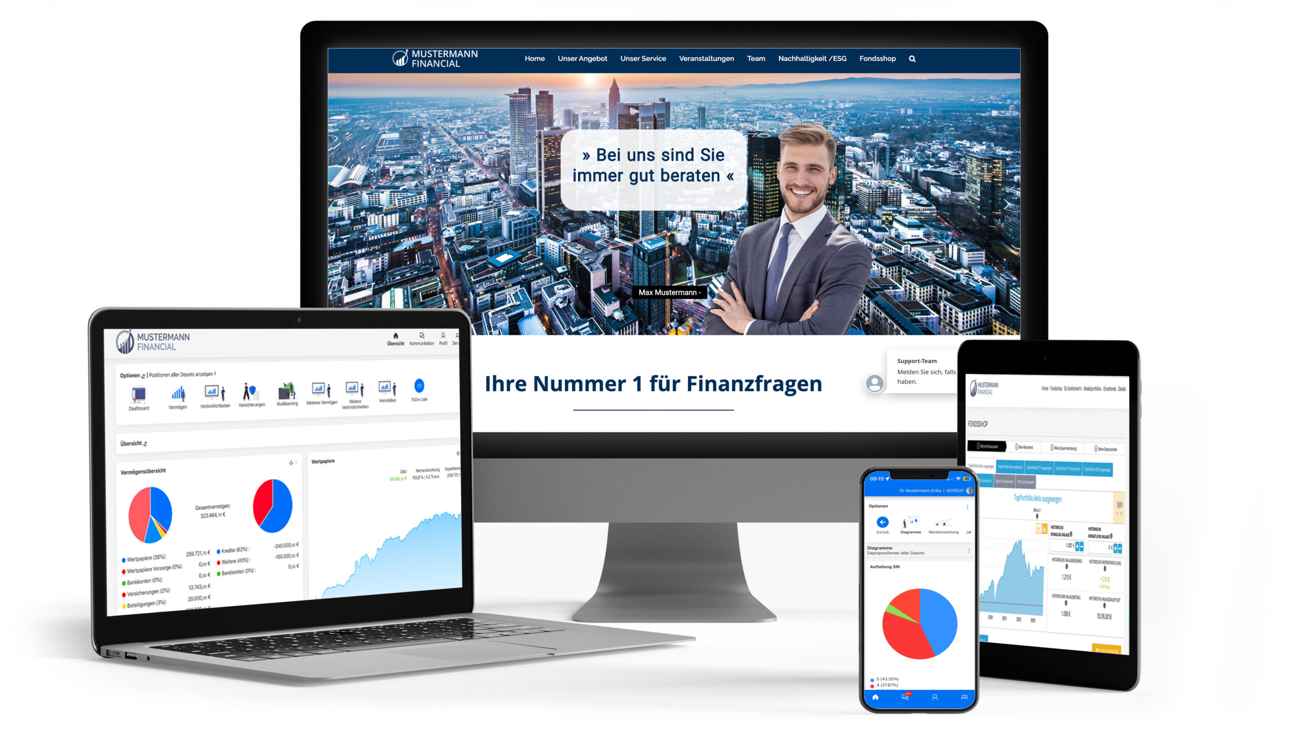 Software-Uebersicht mit verschieden Devices